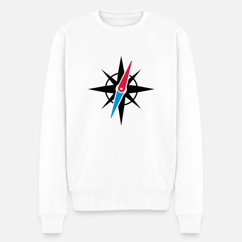 kompass_1_f3 - Männer Premium Bio Pullover - Weiß