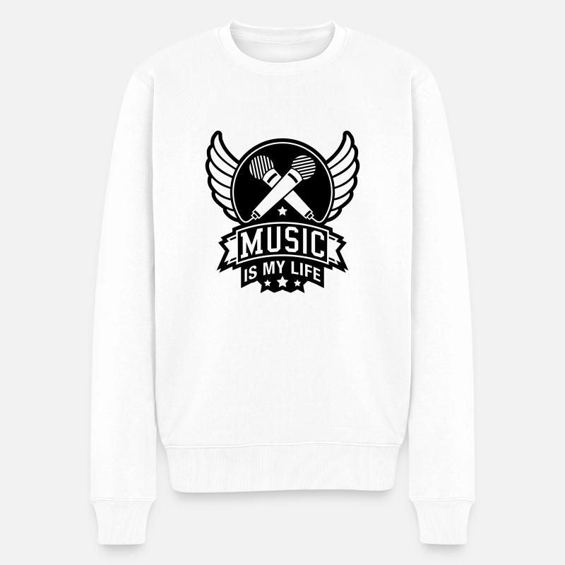 music_is_my_life_be1 - Pull Premium bio Homme - blanc