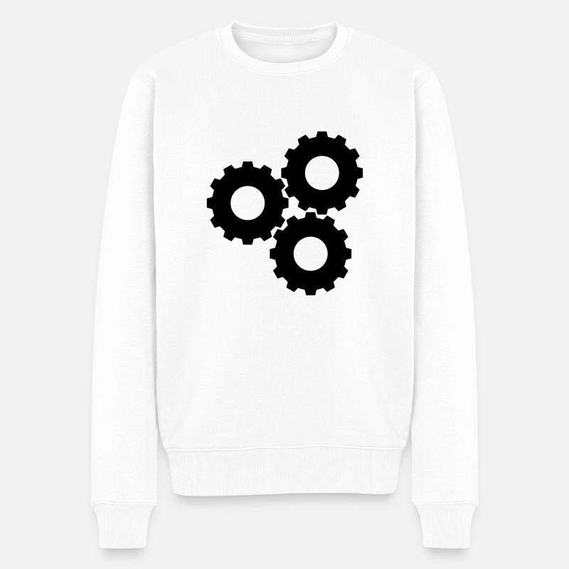 Zahnrad - Männer Premium Bio Pullover - Weiß