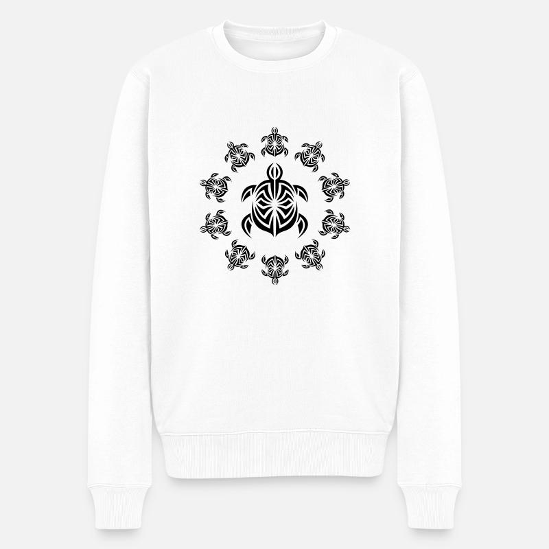 turtle_tribal_ring - Männer Premium Bio Pullover - Weiß