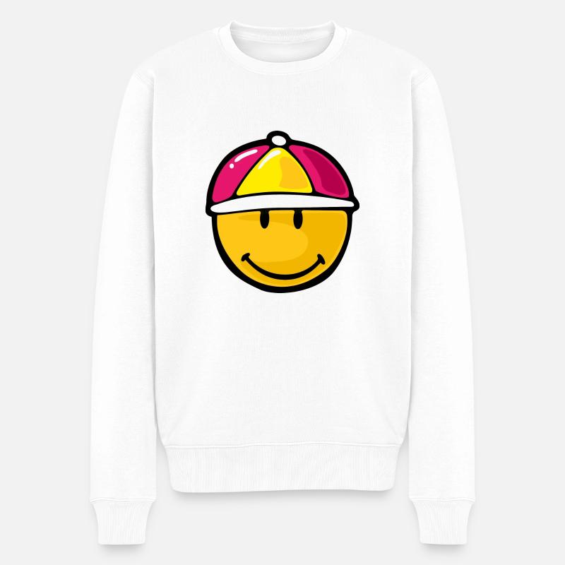 Smiley Jockey - Männer Premium Bio Pullover - Weiß