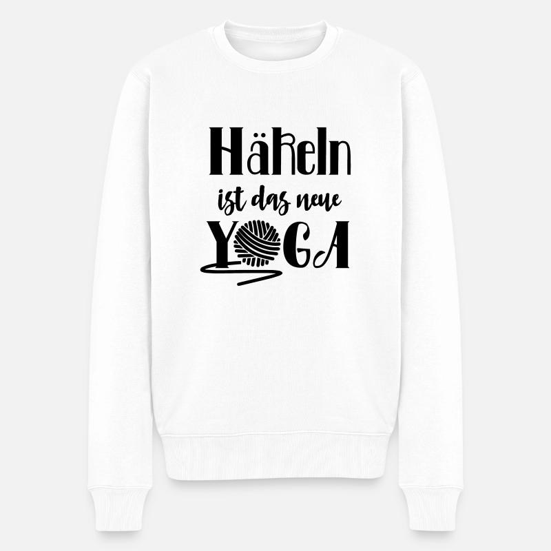 Häkeln Yoga - Männer Premium Bio Pullover - Weiß