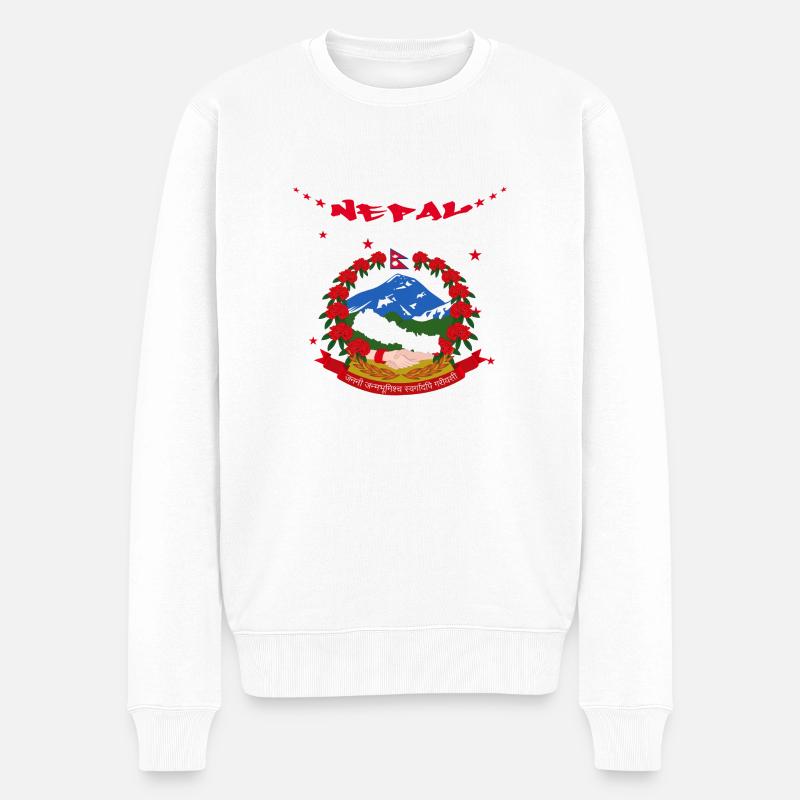 Nepal - Männer Premium Bio Pullover - Weiß
