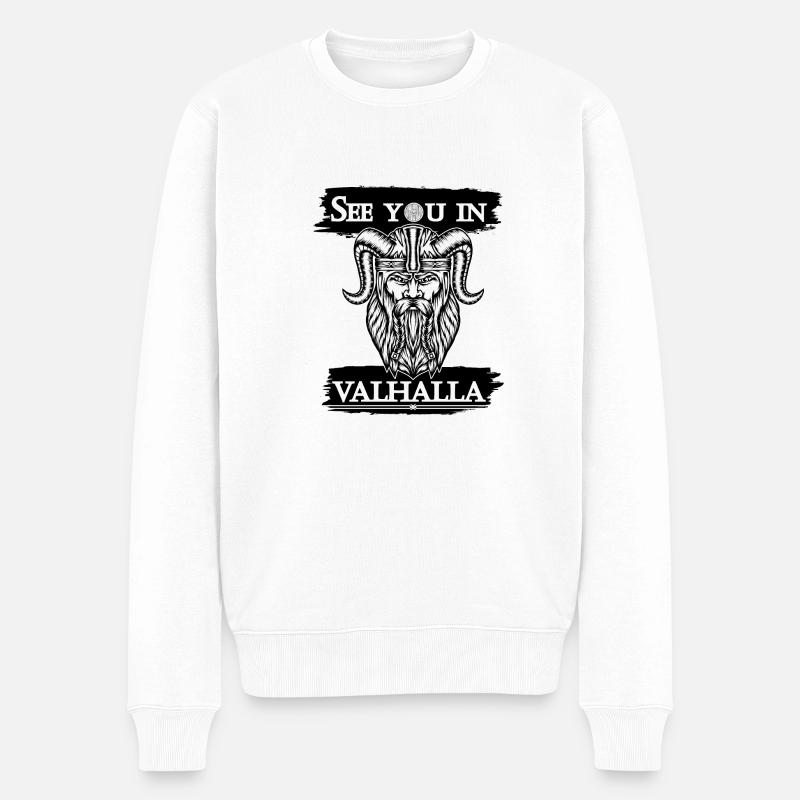 See you in Valhalla - Männer Premium Bio Pullover - Weiß