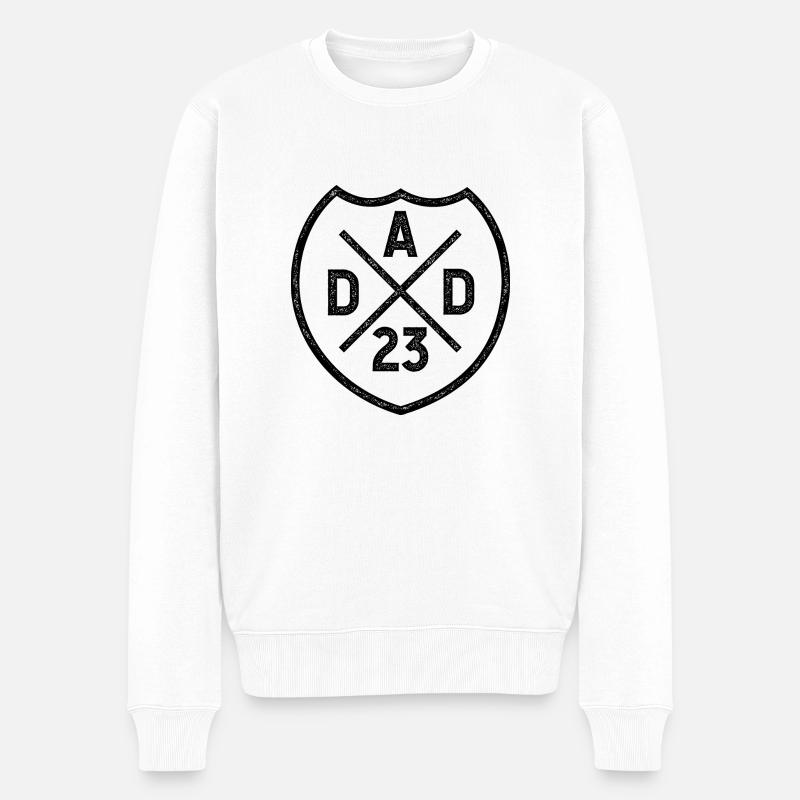 Dad 23 Wappen Vintage Look - Männer Premium Bio Pullover - Weiß