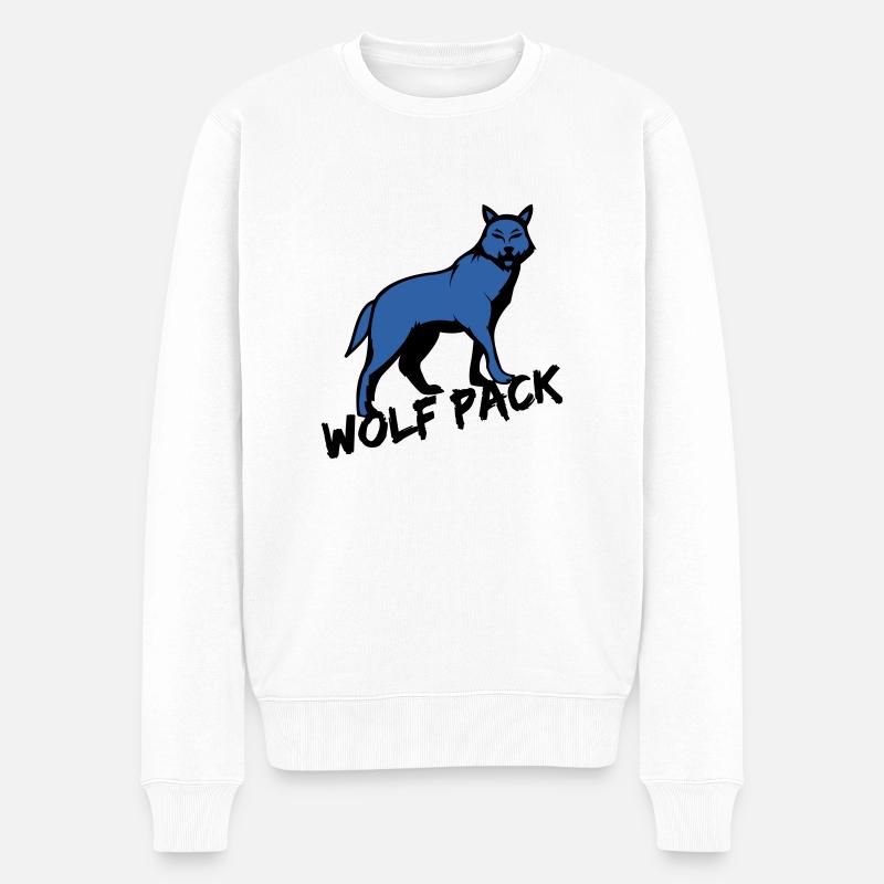 Wolf Pack - Männer Premium Bio Pullover - Weiß