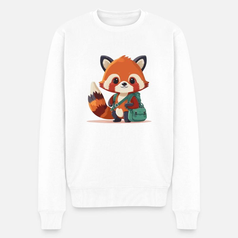 kleiner roter Panda - Männer Premium Bio Pullover - Weiß
