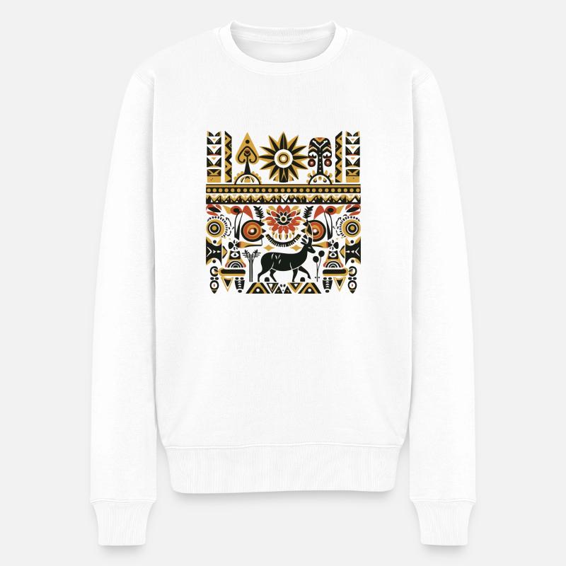 Afrikanische Folklore - Männer Premium Bio Pullover - Weiß