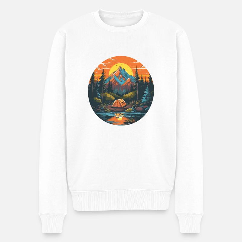 Camping - Männer Premium Bio Pullover - Weiß