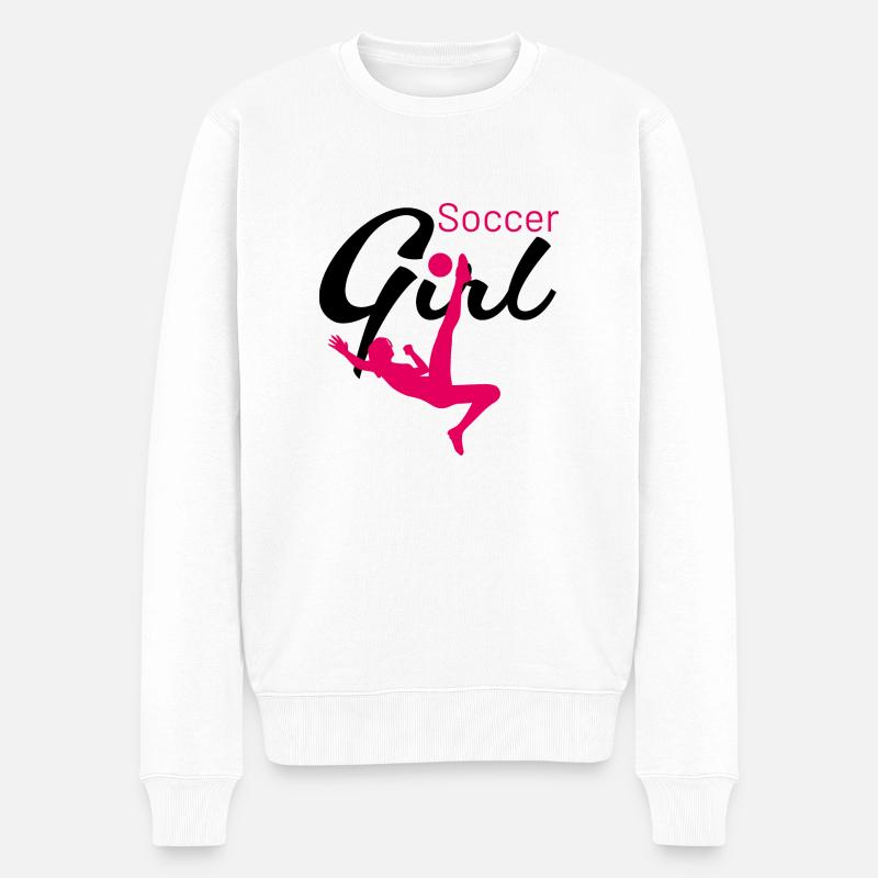 Soccer Girl Fallrückzieher - Männer Premium Bio Pullover - Weiß