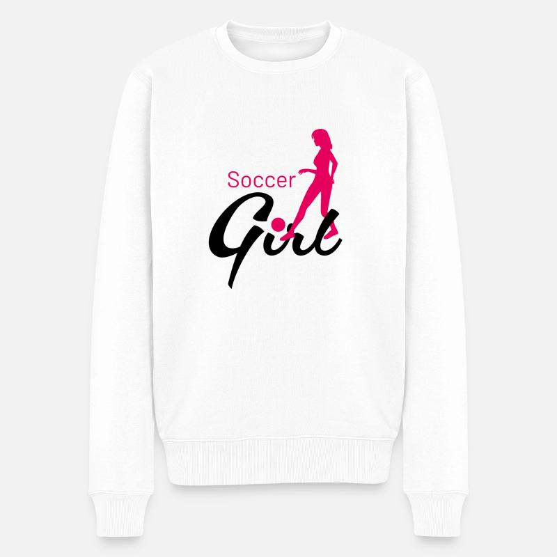 Soccer Girl Dribbling - Männer Premium Bio Pullover - Weiß