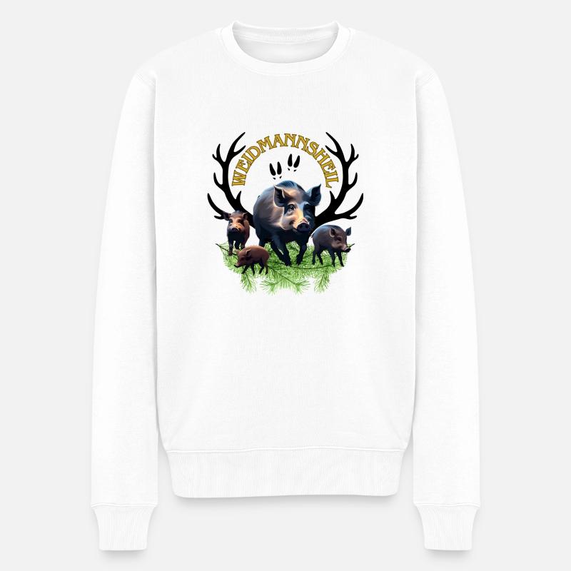 Jäger, Weidmann, Förster Motiv Weidmannsheil - Männer Premium Bio Pullover - Weiß
