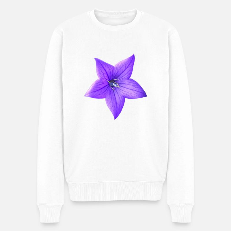 lila Blume - Männer Premium Bio Pullover - Weiß