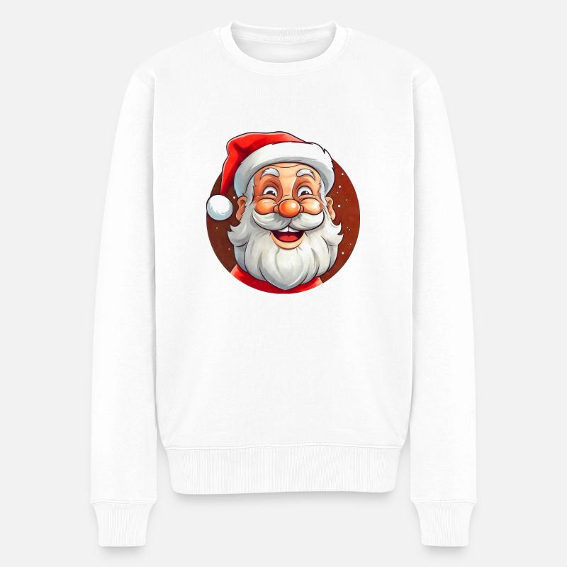 Glücklicher Weihnachtsmann - Männer Premium Bio Pullover - Weiß