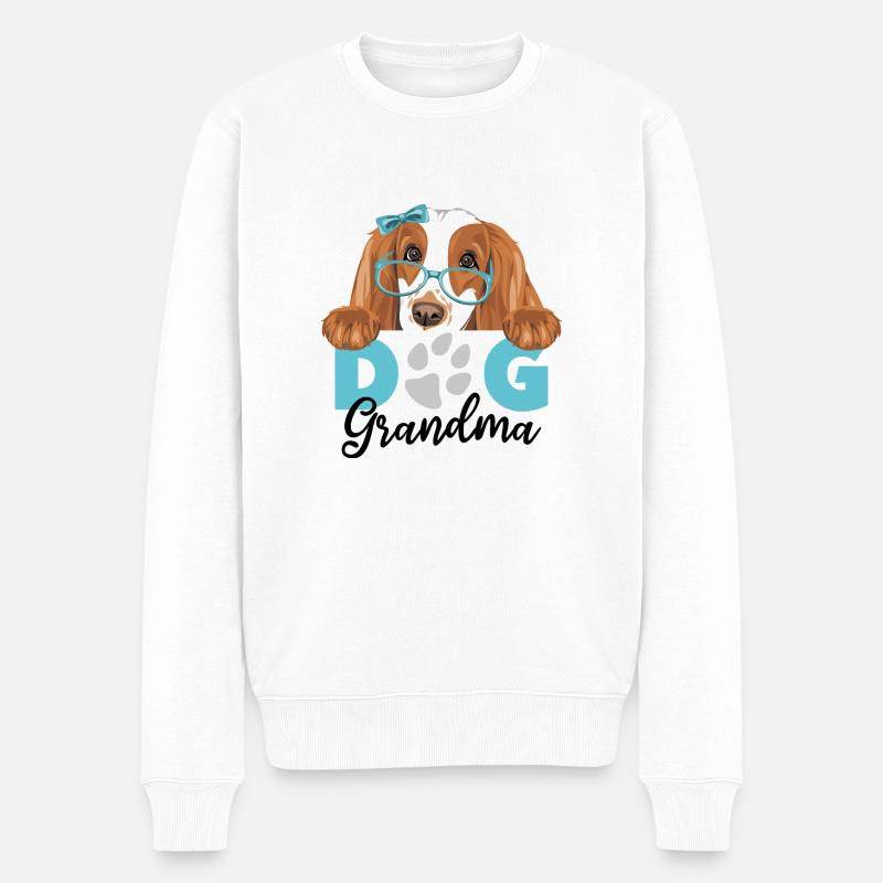 Peeking Cocker Spaniel Hund Oma - Männer Premium Bio Pullover - Weiß