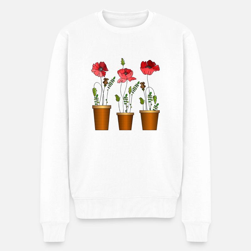 Blumen - Männer Premium Bio Pullover - Weiß
