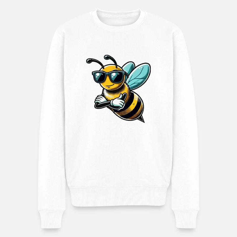 Abeille Cool BD - Pull Premium bio Homme - blanc