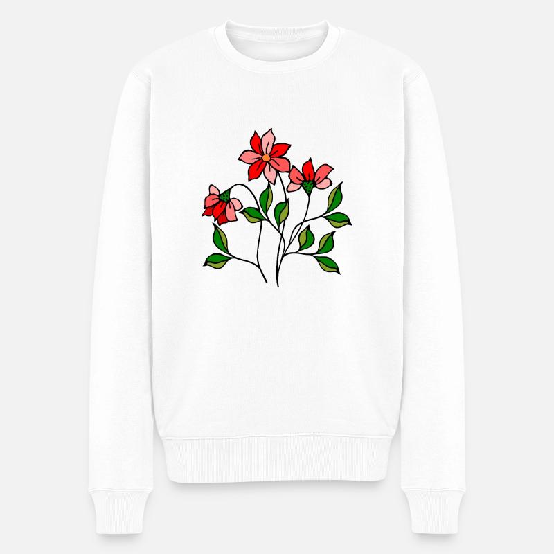 Blumen - Männer Premium Bio Pullover - Weiß