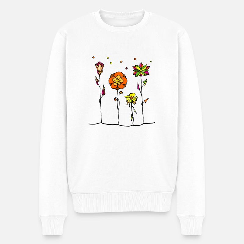 Blumen - Männer Premium Bio Pullover - Weiß