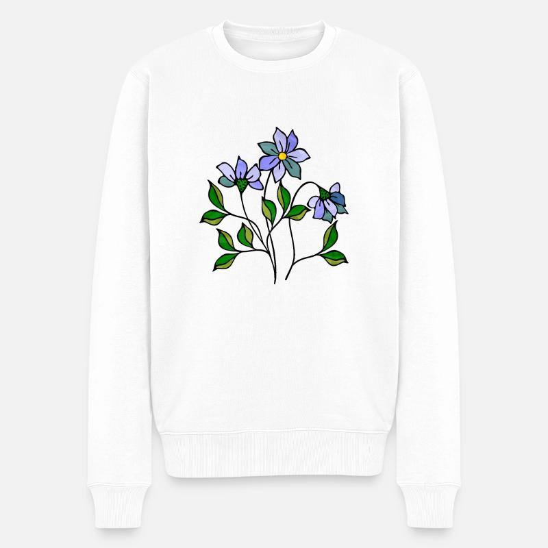 Blumen - Männer Premium Bio Pullover - Weiß
