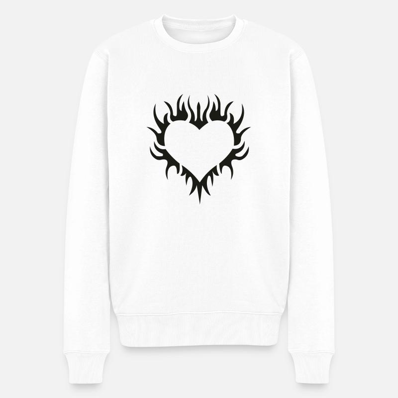 Tribalherz - Männer Premium Bio Pullover - Weiß