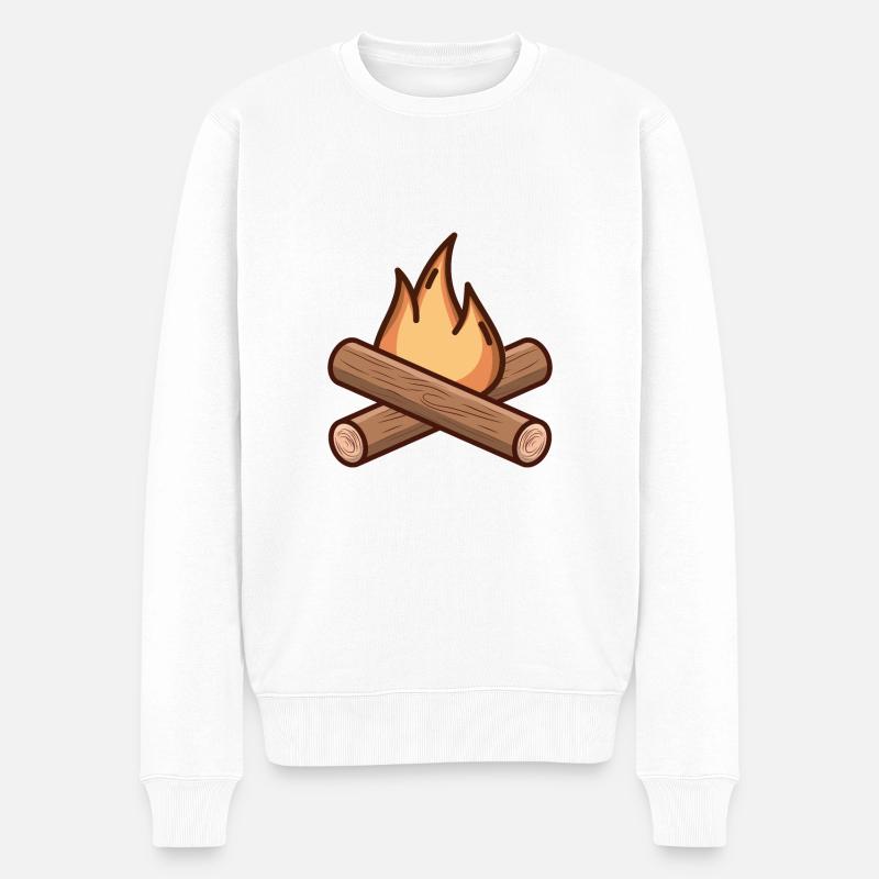 Dessin de feu de camp - Pull Premium bio Homme - blanc