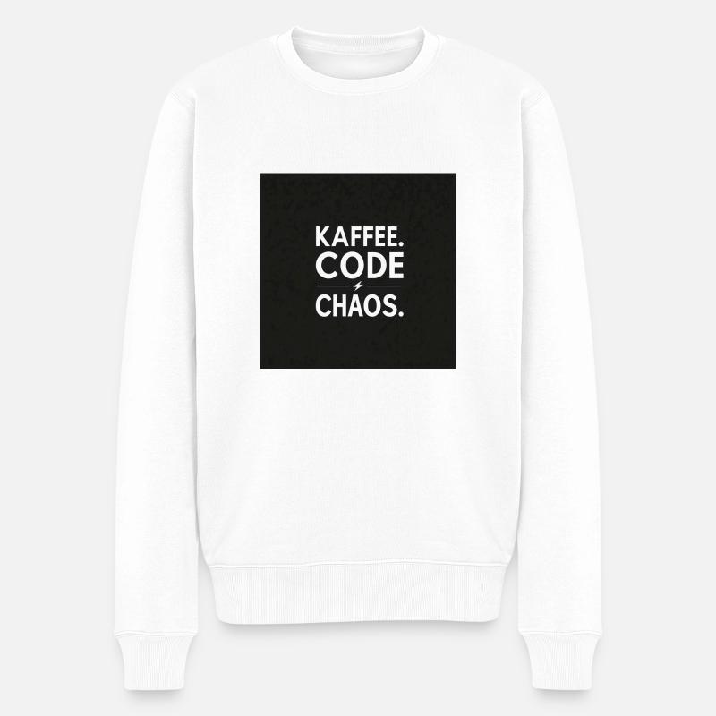 Kaffee, Code, Chaos - Männer Premium Bio Pullover - Weiß