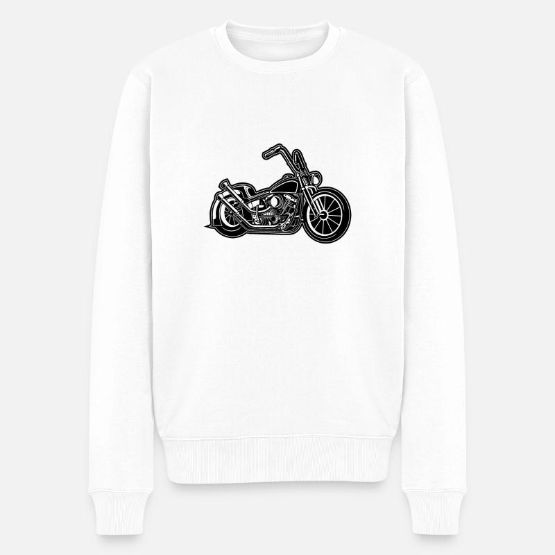 Chopper / Bobber Motorrad 02 schwarz - Männer Premium Bio Pullover - Weiß