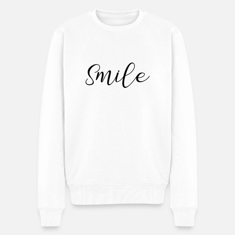 smile - Männer Premium Bio Pullover - Weiß