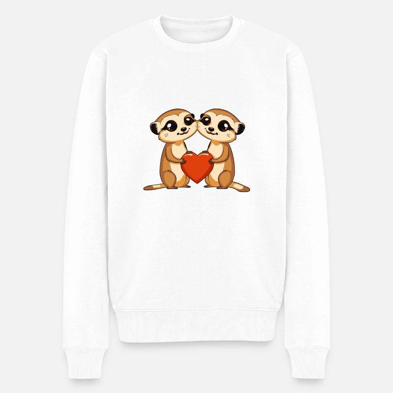 Suricate Couple Saint-Valentin - Pull Premium bio Homme - blanc