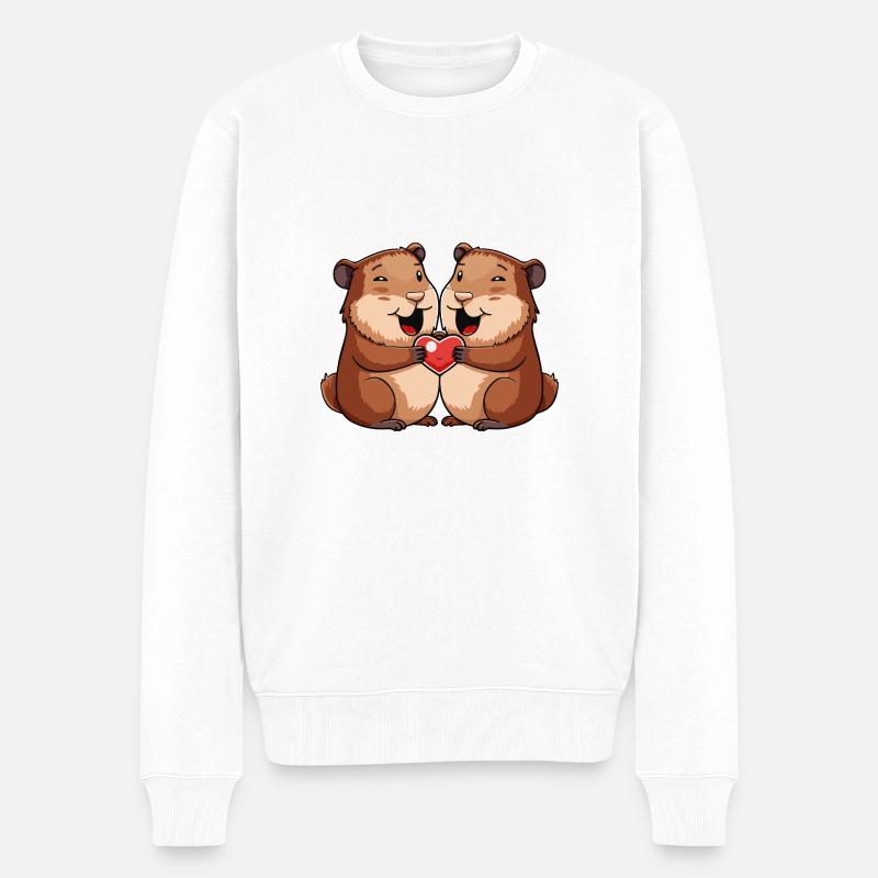 Couple de castors Saint-Valentin - Pull Premium bio Homme - blanc