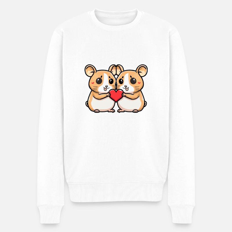 Hamster Couple Saint-Valentin - Pull Premium bio Homme - blanc