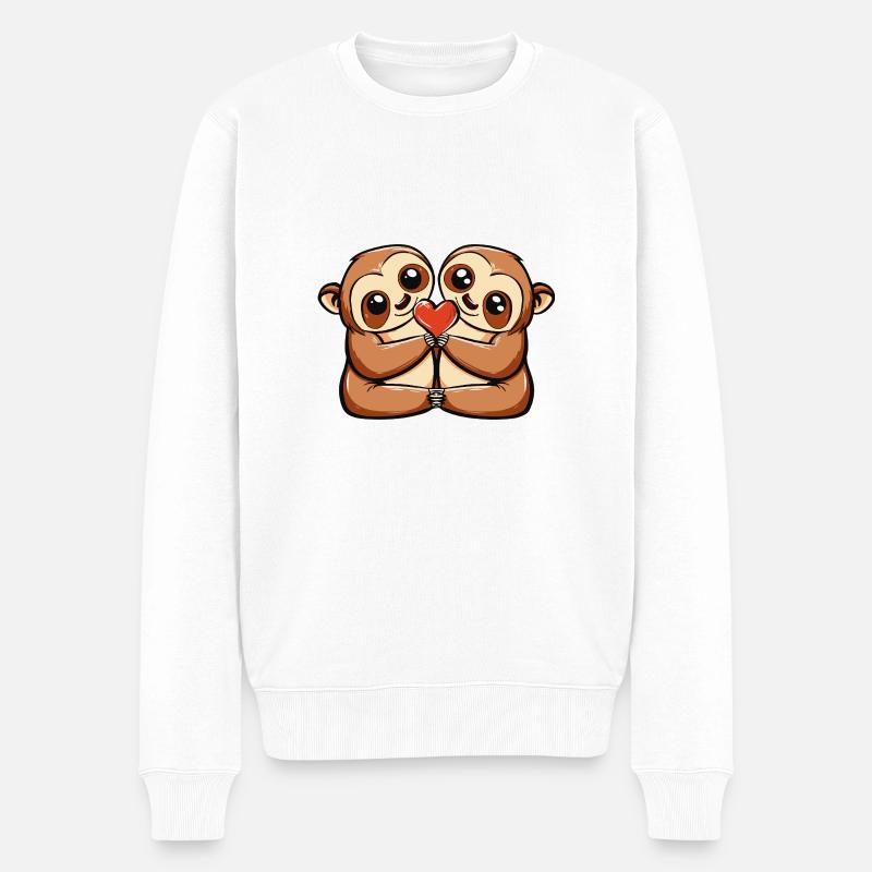 Couple paresseux Saint-Valentin - Pull Premium bio Homme - blanc