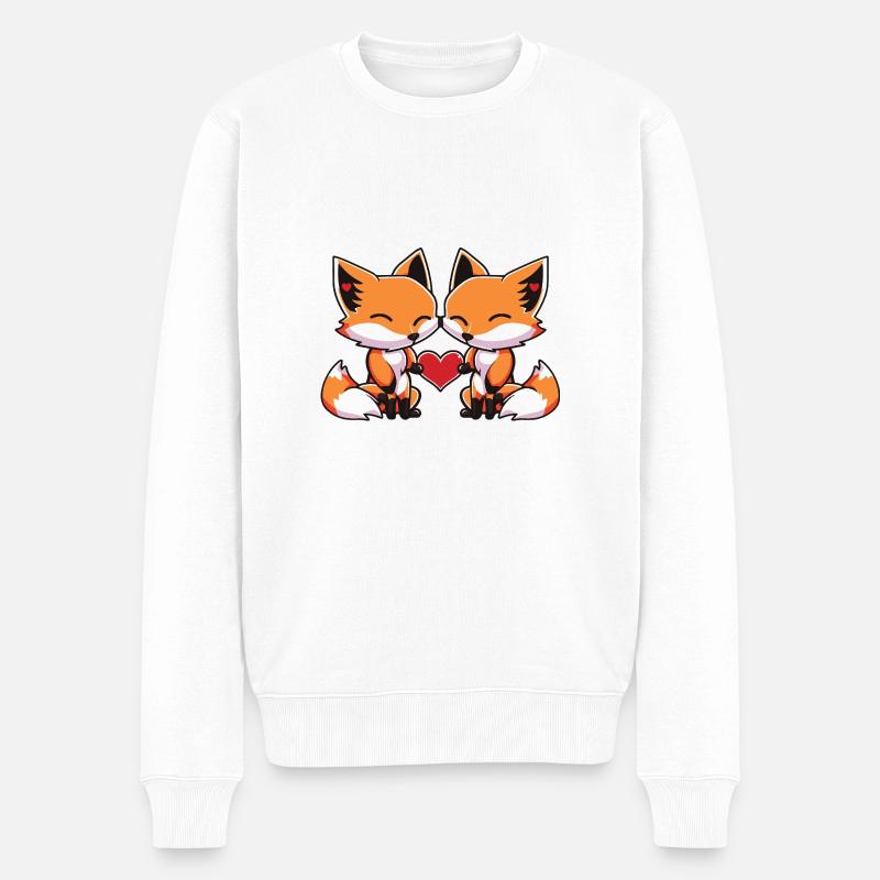 Couple Renard Saint-Valentin - Pull Premium bio Homme - blanc