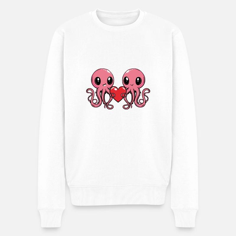 Couple de pieuvres Saint-Valentin - Pull Premium bio Homme - blanc