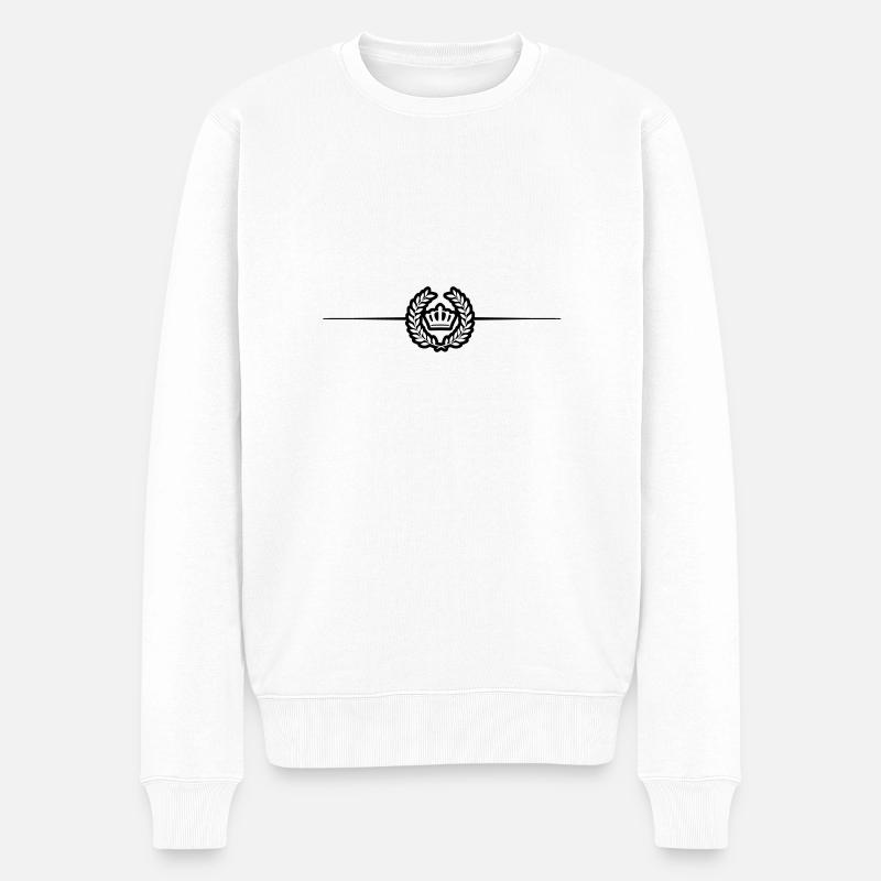 Krone Kranz Linie - Männer Premium Bio Pullover - Weiß