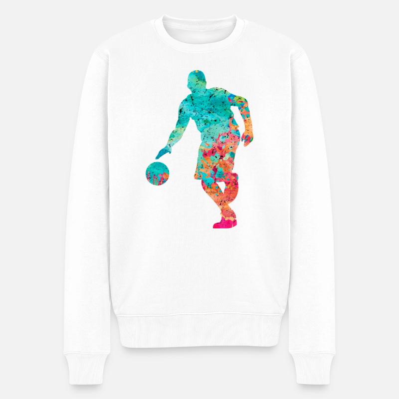 Basketballspieler - PopArt - Männer Premium Bio Pullover - Weiß