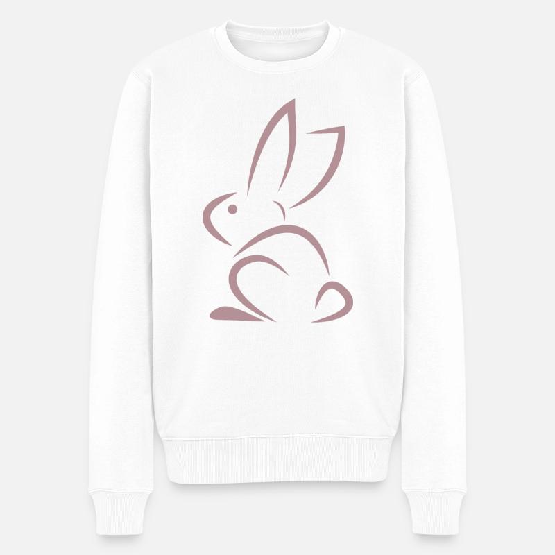 rosa Kaninchen - Männer Premium Bio Pullover - Weiß