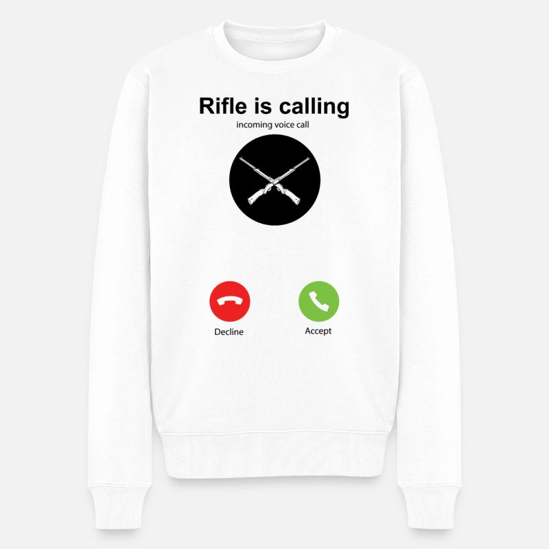Mein Gewehr ruft mich - Männer Premium Bio Pullover - Weiß