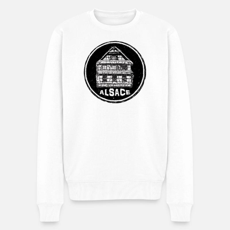 Haus mit elsässischem Logo - Männer Premium Bio Pullover - Weiß
