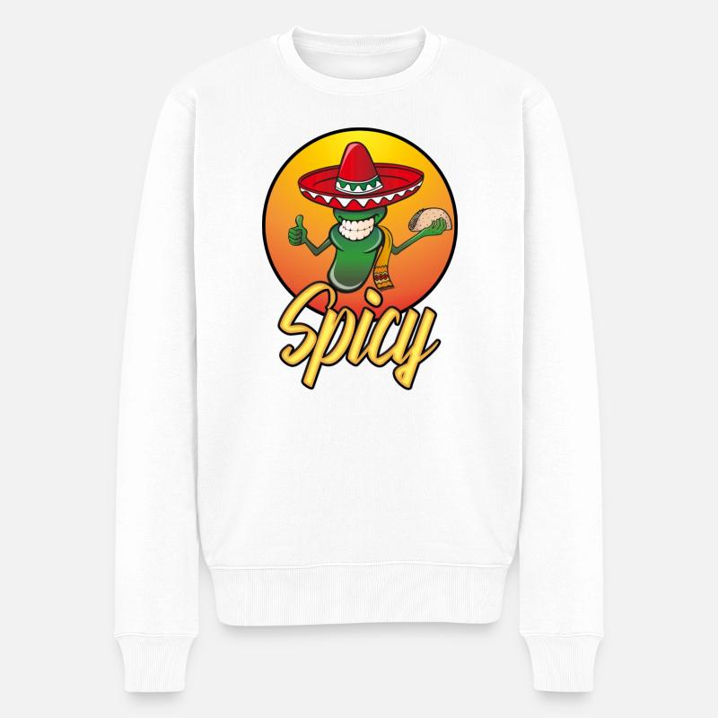 Caractère épicé chili taco - Pull Premium bio Homme - blanc