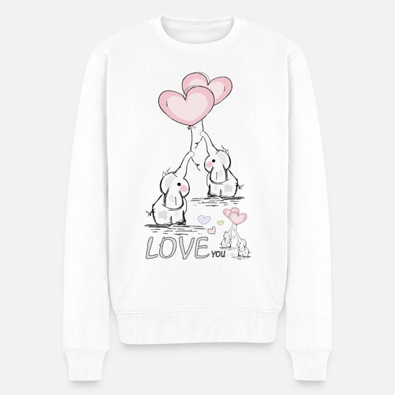 Éléphants avec cœur - Pull Premium bio Homme - blanc