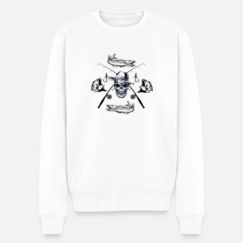 Fischer-Skelett - Männer Premium Bio Pullover - Weiß