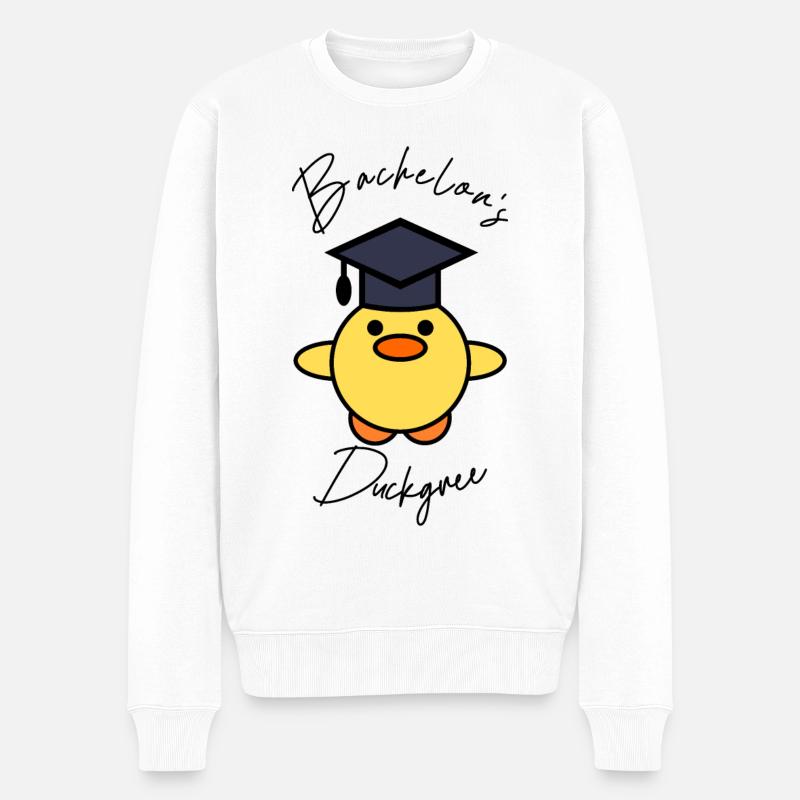 Bachelor`s Duckgree Degree - Männer Premium Bio Pullover - Weiß