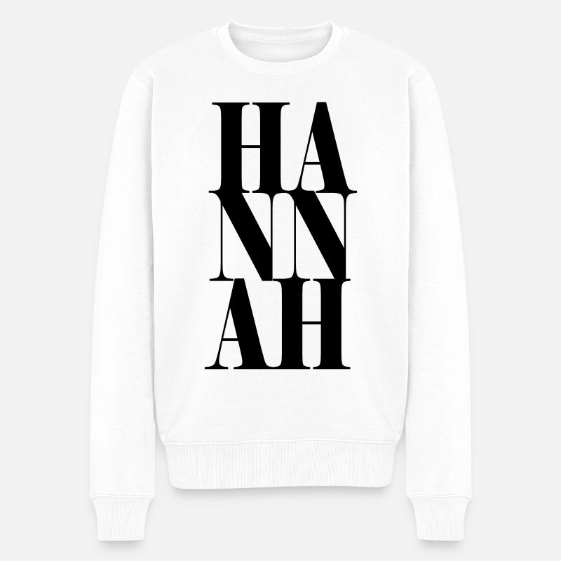 Hannah Name Vorname Moderne Schrift Wort Art - Männer Premium Bio Pullover - Weiß