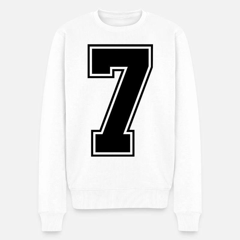 7 Zahl Trikot - Männer Premium Bio Pullover - Weiß