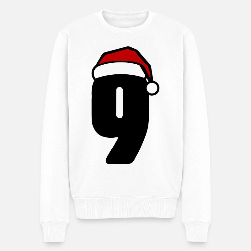 9 Zahl Weihnachten - Männer Premium Bio Pullover - Weiß