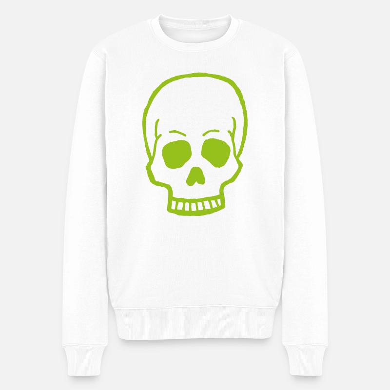 Totenkopf - Männer Premium Bio Pullover - Weiß