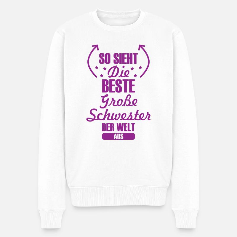 Beste Große Schwester Schwangerschaft Geschenk - Männer Premium Bio Pullover - Weiß