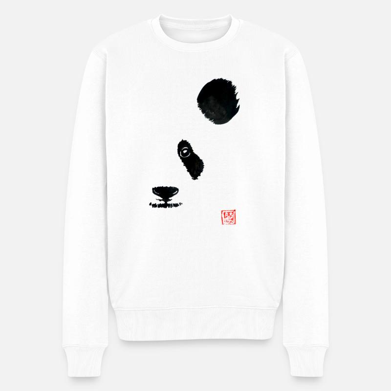 half panda - Pull Premium bio Homme - blanc